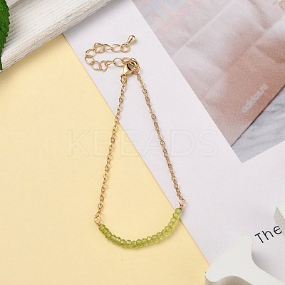 May Birthstone Natural Peridot Beaded Bracelets BJEW-JB06092-05-1