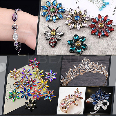 128Pcs 16 Colors Glass Rhinestone Cabochons RGLA-FG0001-17-1