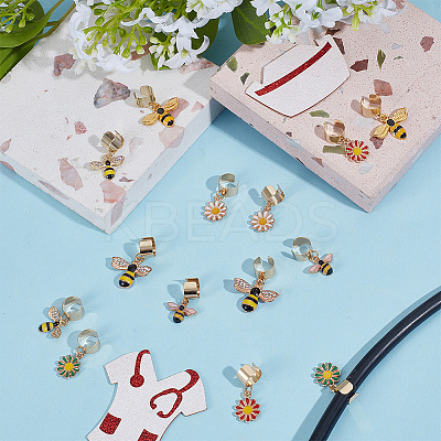 14Pcs 7 Styles Alloy Enamel Stethoscope Pendant Decorations HJEW-OC00168-1