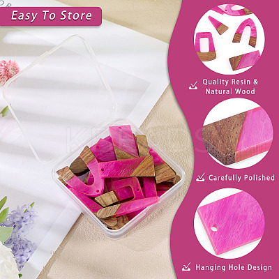 20Pcs 10 Styles Resin & Wood Pendants WOOD-TA0002-67B-1
