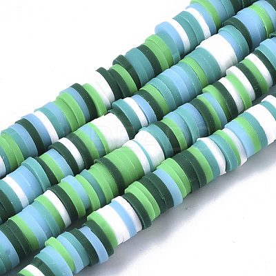 Handmade Polymer Clay Beads Strands CLAY-R089-6mm-080-1