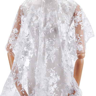 Polyester Mesh Lace Fabric DIY-WH0661-54-1