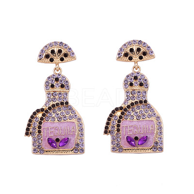 Zinc Alloy Rhinestone Dangle Stud Earrings FS-WG8FD93-08-1