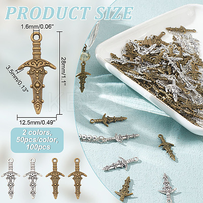 100Pcs 2 Colors Tibetan Style Alloy Pendants FIND-AR0004-46-1