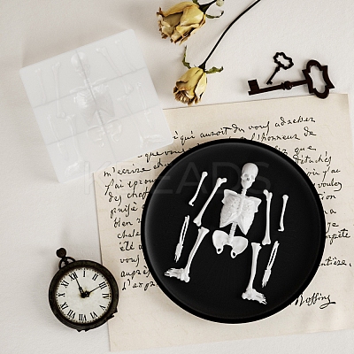 Skeleton Head and Body Skeleton Frame Silicone Mold for Halloween Series of Yu Meiren DIY Drop Glue Plaster Ornaments Grinding PW-WGBCD4B-01-1