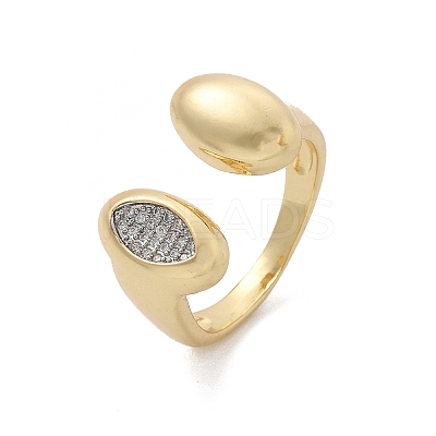 Brass Micro Pave Clear Cubic Zirconia Cuff Rings for Women RJEW-U041-01G-1