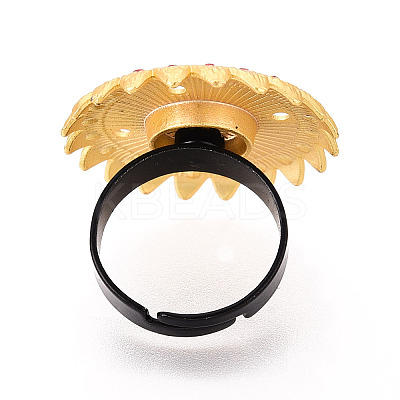 Adjustable Alloy & Iron & Rhinestone Bezel Cup Ring Base with Rotatable Tray MAK-T012-15G-1