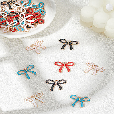 30Pcs 5 Colors Alloy Enamel Pendants ENAM-LP0001-82-1