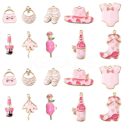 20Pcs 10 Styles Rack Plating Alloy Enamel Pendants ENAM-FS0002-74-1
