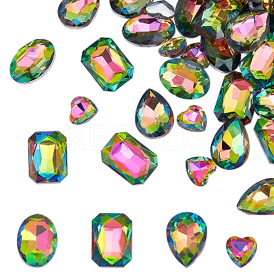 64Pcs 4 Style Glass Rhinestone Cabochons RGLA-FG0001-19-1