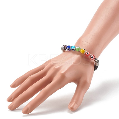 Handmade Evil Eye Lampwork Beads Beaded Bracelets BJEW-JB06373-1