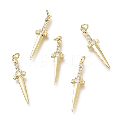 Brass Micro Pave Clear Cubic Zirconia Pendants X-ZIRC-I048-16G-1
