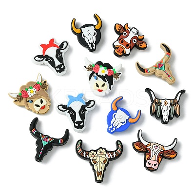 24Pcs 12 Styles Cattle Head Silicone Focal Beads SIL-CJ0002-14-1