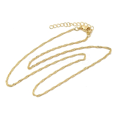 Brass Singapore Chain Necklaces NJEW-D298-01G-1