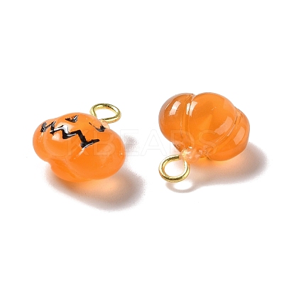 Halloween Pumpkin Opaque Resin Charms RESI-B010-02-1