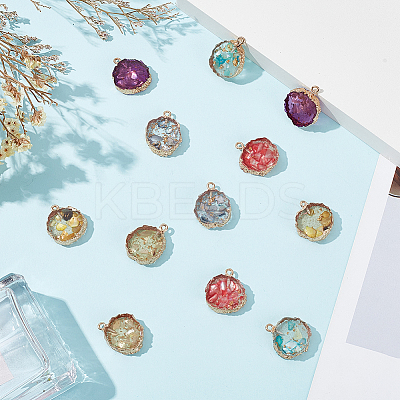 12Pcs 6 Colors Transparent Resin Pendants CRES-CA0001-22-1