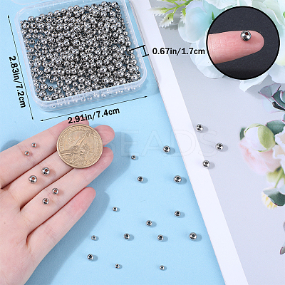 450Pcs 3 Style 304 Stainless Steel Round Beads STAS-BBC0003-44-1