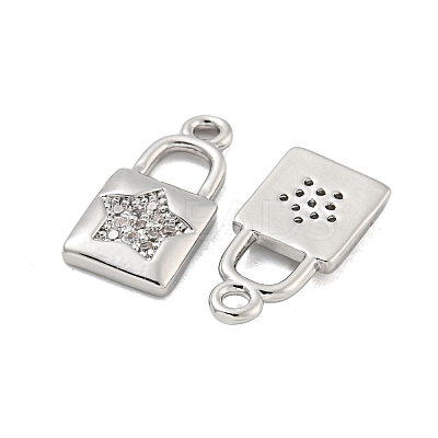 Brass Micro Pave Clear Cubic Zirconia Pendants KK-G492-03A-P-1