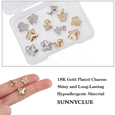 12Pcs 3 Style Brass Micro Pave Clear Cubic Zirconia Pendant KK-SC0002-83-1