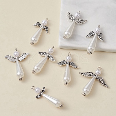 16Pcs 2 style Acrylic Imitation Pearl & Alloy Charms FIND-YW0003-99-1