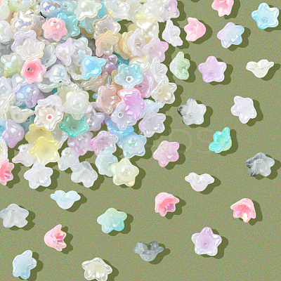 480Pcs 12 Colors Acrylic Bead Caps OACR-SC0002-31-1
