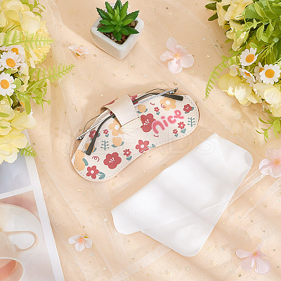 1Pc Flower Printed PU Leather Portable Slim Sunglasses Pouch AJEW-CN0003-25B-1