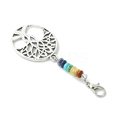 Alloy Tree of Life Pendant Decorations HJEW-JM01383-05-1