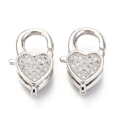 Brass Micro Pave Cubic Zirconia Lobster Claw Clasps X-ZIRC-O038-26P-1