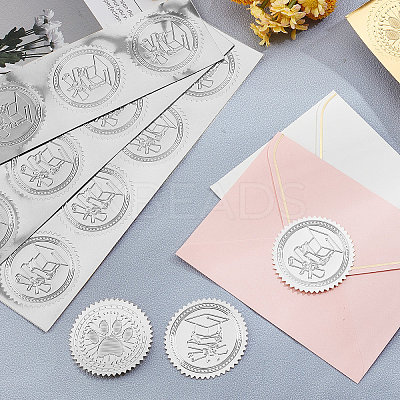 Plastic Silver Foil Embossed Picture Sticker DIY-WH0336-013-1