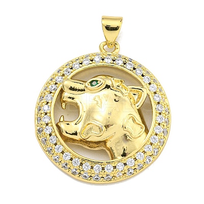 Brass Micro Pave Cubic Zirconia Pendants KK-K354-08G-G-1