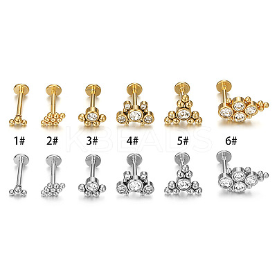 316L Surgical Stainless Steel Clear Cubic Zirconia Threadless Labrets WG1AA8E-34-1