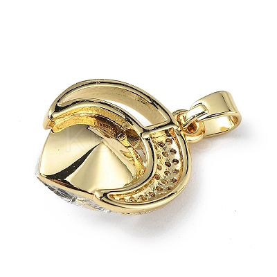 Real 18K Gold Plated Rack Plating Brass Micro Pave Clear Cubic Zirconia Pendants KK-C015-20G-06-1