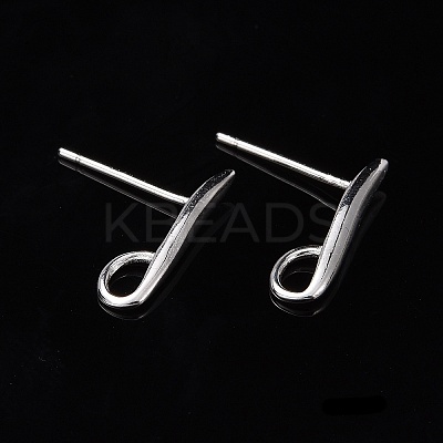 Anti-Tarnish Rhodium Plated 925 Sterling Silver Stud Earring Findings STER-K168-118P-1