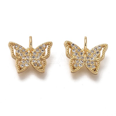 Brass Micro Pave Clear Cubic Zirconia Charms ZIRC-B002-47G-1