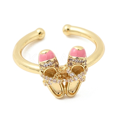 Brass Micro Pave Cubic Zirconia Cuff Open Rings for Women RJEW-B160-08G-01-1