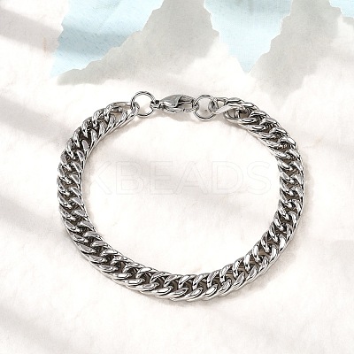 304 Stainless Steel Cuban Chain Bracelets for Men BJEW-B140-06A-1