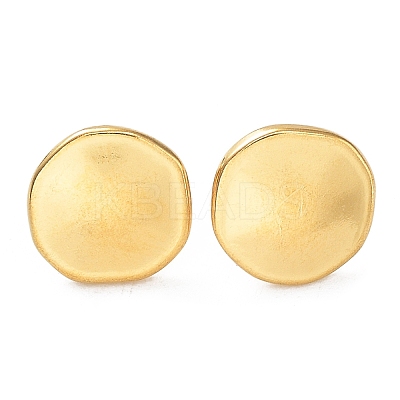 Ion Plating(IP) 304 Stainless Steel Flat Round Ear Studs for Women EJEW-P234-13G-1