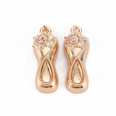 Rack Plating Brass Micro Pave Clear Cubic Zirconia Pendants KK-T060-39-RS-1