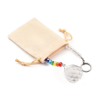 Chakra Round Ball Crystal Suncatcher Dowsing Pendulum Pendants PALLOY-JF00461-02-1