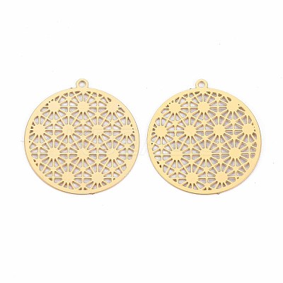 Rack Plating 201 Stainless Steel Filigree Pendants X-STAS-T057-43G-1