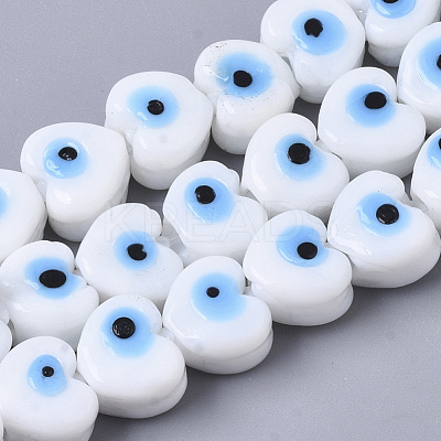 Handmade Evil Eye Lampwork Beads Strands LAMP-R143-07-1