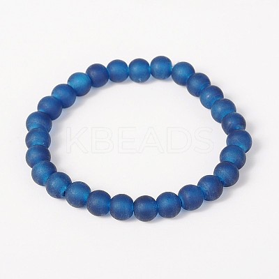 Stretchy Frosted Glass Beads Kids Bracelets for Children's Day BJEW-JB01768-04-1