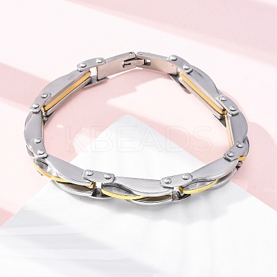 304 Stainless Steel Link Chain Bracelets for Women Men BJEW-R018-06GP-1