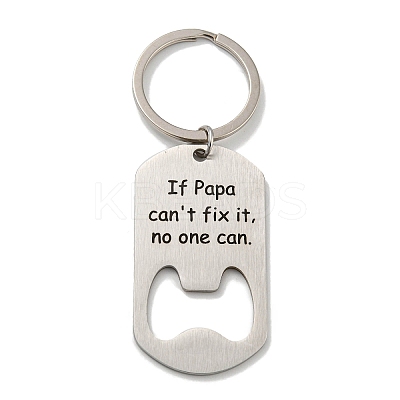 Father's Day Gift 201 Stainless Steel Oval with Word Bottle Opener Keychains KEYC-E040-02P-01-1