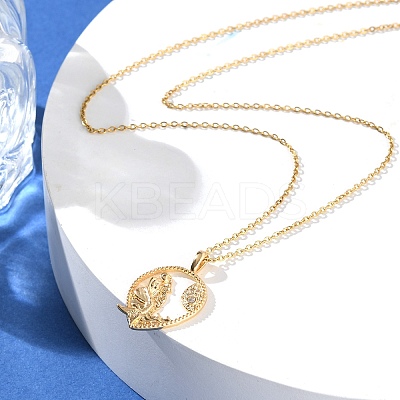 Brass Clear Cubic Zirconia Pendant Necklaces for Women NJEW-B121-01G-02-1
