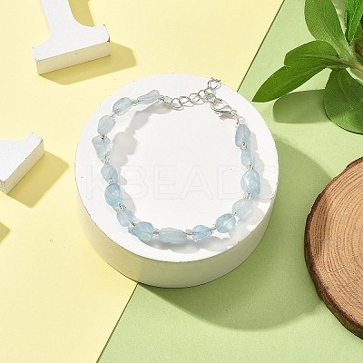 Natural Aquamarine Beads Bracelets for Women BJEW-H623-02S-09-1