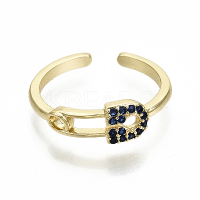 Brass Micro Pave Cubic Zirconia Cuff Rings RJEW-S045-024G-B-NR-1