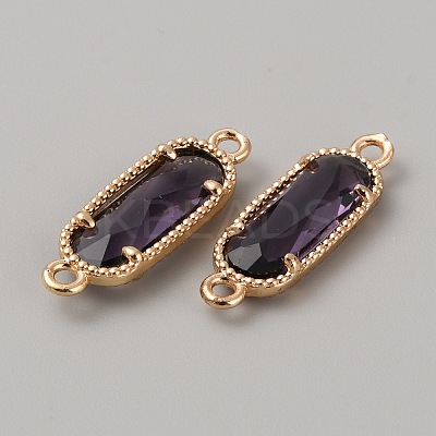 Golden Plated Brass Pave Glass Connector Charms FIND-WH0110-728G-08-1