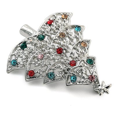 Christmas Theme Alloy Colorful Rhinestone Brooches JEWB-S022-02C-P-1