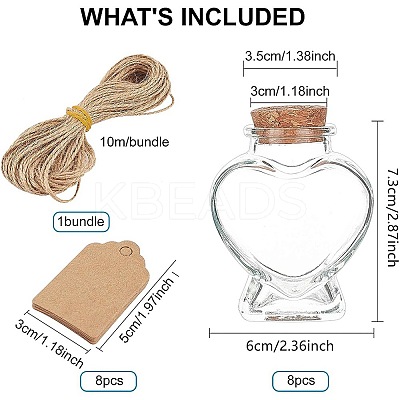 DIY Heart Shape Transparent Glass Bottles Kits AJEW-BC0006-04-1